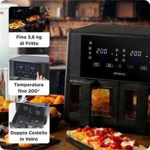 Ariete 4631 Friggitrice ad aria Doppia 9L, 2400W, Capacità totale 9L, 11 programmi, Multifunzione, Fino a 3,6 kg di fritto
