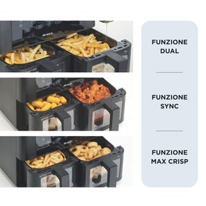 Ariete 4631 Friggitrice ad aria Doppia 9L, 2400W, Capacità totale 9L, 11 programmi, Multifunzione, Fino a 3,6 kg di fritto
