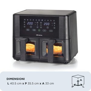 Ariete 4631 Friggitrice ad aria Doppia 9L, 2400W, Capacità totale 9L, 11 programmi, Multifunzione, Fino a 3,6 kg di fritto
