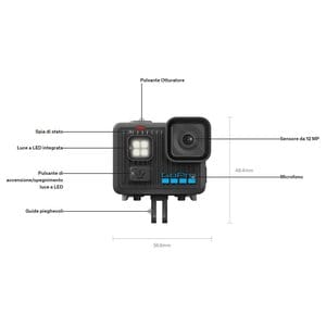LIT HERO ACTION CAMERA LEGGERA COMPATTA IMPERMEABILE LUCE INTEG