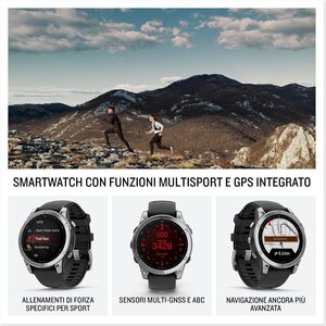 Garmin fēnix® E – 47 mm, AMOLED Acciaio inossidabile con Silicone, Black