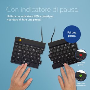 Tastiera ergonomica R-Go Split Break con software di interruzione, tastiera split, QWERTY (IT), Bluetooth, nero