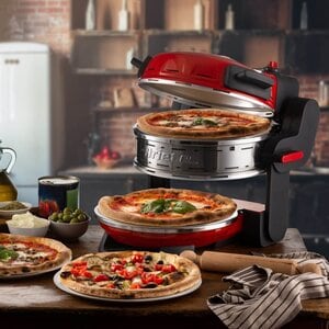 Ariete 927 Pizzeria , Forno pizza doppio, 2300 W, 2 pietre refrattarie, 2 pizze in 4 minuti, 2 termostati, Diametro 32 cm,