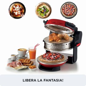 Ariete 927 Pizzeria , Forno pizza doppio, 2300 W, 2 pietre refrattarie, 2 pizze in 4 minuti, 2 termostati, Diametro 32 cm,