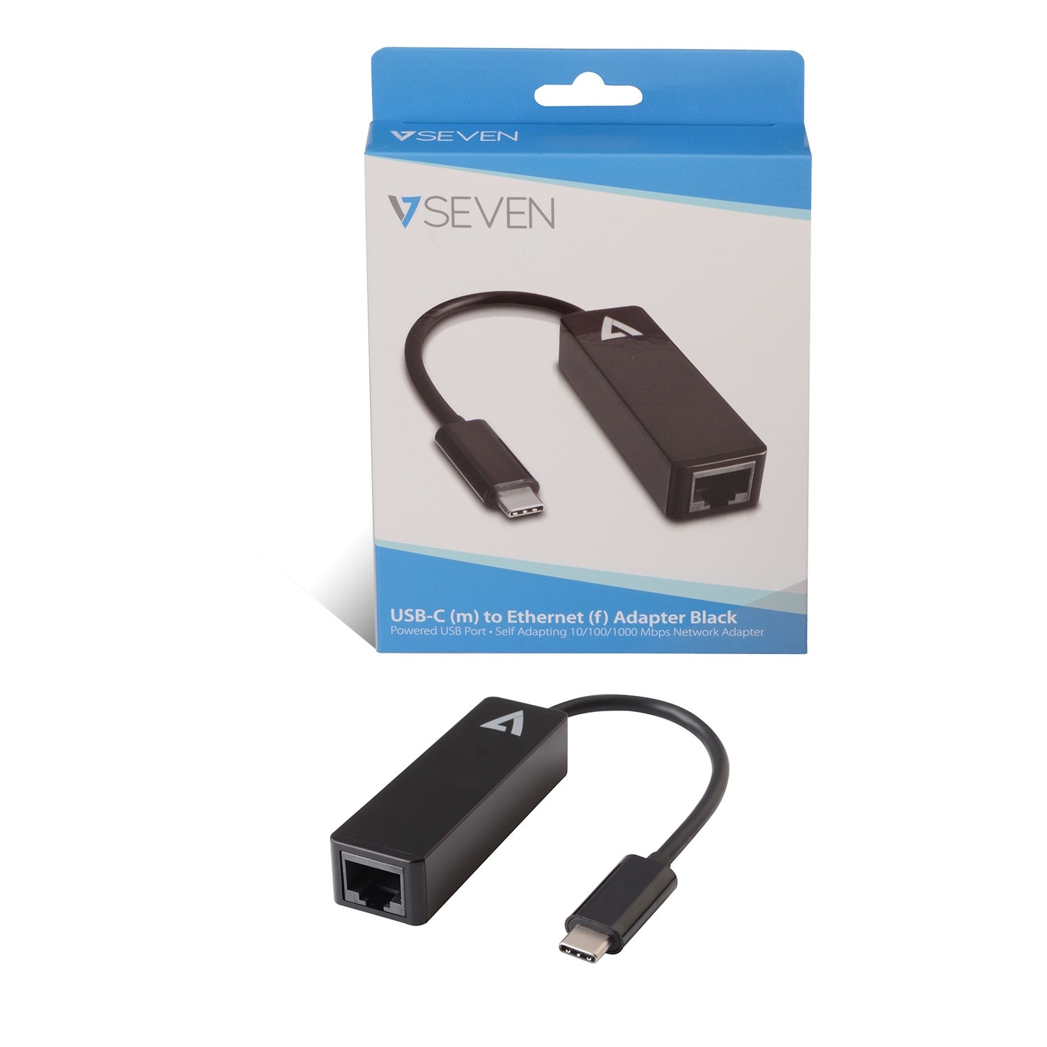 Adattatore  Ethernet Gigabit per Computer/Notebook - V7 V7UCRJ45-BLK-1E - 10/100/1000Base-T - Desktop USB Tipo C - 1 Porta