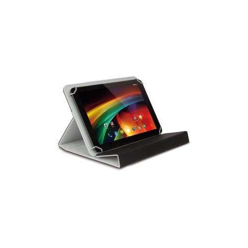 Hamlet Custodia Universale per Tablet PC da 7 e 8". Realizzata in Ecopelle di colore Nero con interni Grigio Chiaro. Ripie