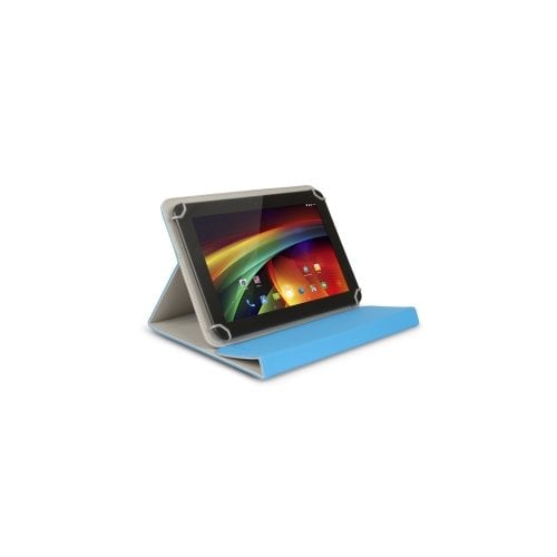Hamlet Custodia Universale per Tablet PC da 7 e 8". Realizzata in Ecopelle di colore Azzurro con interni Grigio Chiaro. Ri