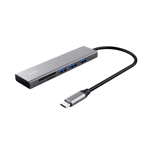 Hub USB TRUST HALYX - ALLUMINIO - USB-C  A 3P USB-A 3.2 - CARD READER SD E MICRO-SD