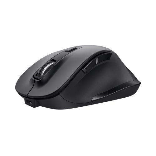 Mouse TRUST FYDA ERGONOMICO WIRELESS - NERO - 85% PLASTICA RICICLATA - 6 PULSANTI -2400 DPI - RICARICABILE