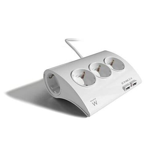 ITB - Presa multipla a 5 prese, 2 USB, cavo 1.5m, prese tipo F, protezione sovratensioni, interruttore
