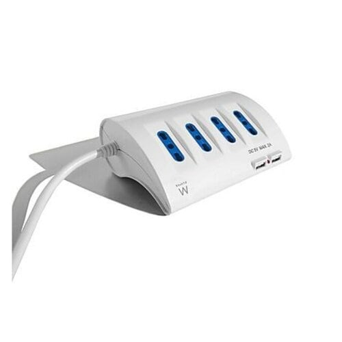 ITB - Multipresa da tavolo, 6 prese (4 italiane + 2 Schuko), 2 porte Usb, lunghezza cavo 3m.