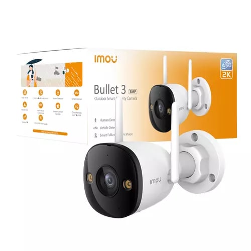 Imou Bullet 3 Telecamera da esterno 3MP/2K powered by IMOU SENSE con visione notturna a colori. Telecamera da esterno con 