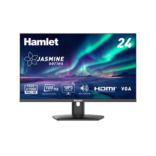 Hamlet Monitor LCD HM24JF-V - 24 Full HD 1920x1080100 Hz IPS. Altoparlanti stereo integrati. Dotato di ingressi HDMI + VGA
