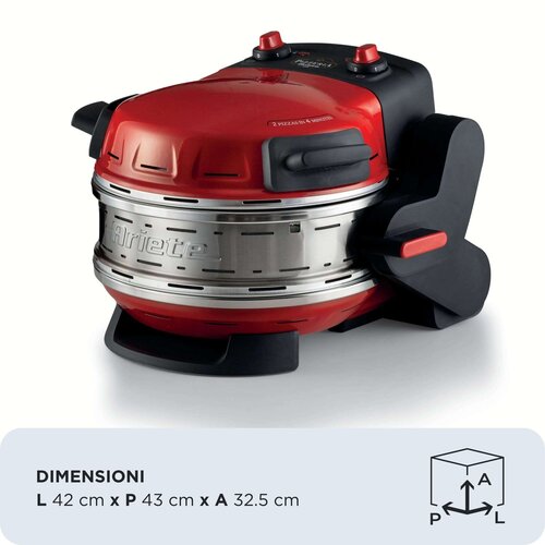 Ariete 927 Pizzeria , Forno pizza doppio, 2300 W, 2 pietre refrattarie, 2 pizze in 4 minuti, 2 termostati, Diametro 32 cm,
