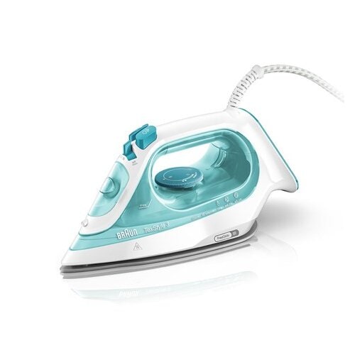 Braun TexStyle 3 Ferro da stiro a vapore, Piastra in Ceramica, 2 m, 150 g/min, 45 g/min, colore Turchese, Bianco