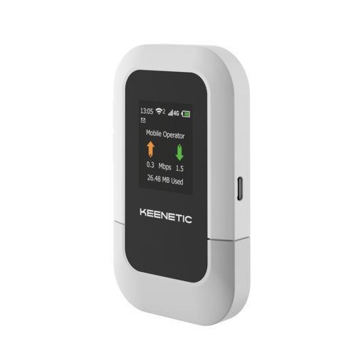 Keenetic Roamer Hotspot mobile 4G con Wi-Fi 6 AX300 - USB Type-C  - Nano SIM card slot - schermo LCD 1.77"