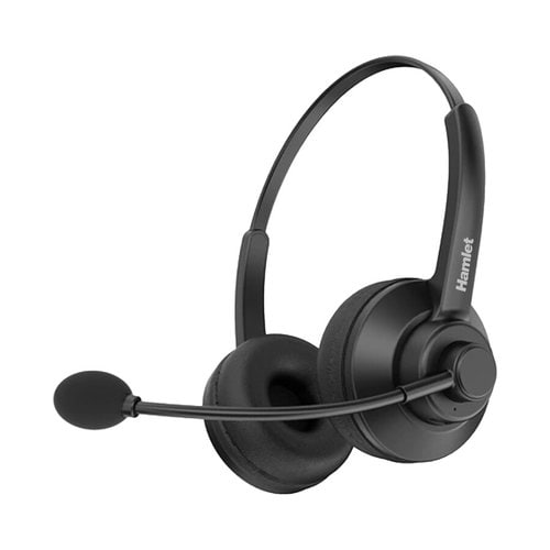 Renova Cuffia Business Biaurale Bluetooth 5.0 con Microfono.Archetto regolabile.Asta microfono in metallo flessibile ruota