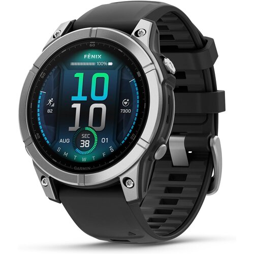 Garmin fēnix® E – 47 mm, AMOLED Acciaio inossidabile con Silicone, Black