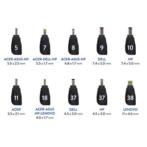 Hamlet Alimentatore Universale notebook compact 90W, selezione voltaggio automatico 18,5 - 19,0 - 19,5 - 20V. Inclusi 10 c