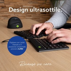 Tastiera ergonomica R-Go Split Break con software di interruzione, tastiera split, QWERTY (IT), Bluetooth, nero