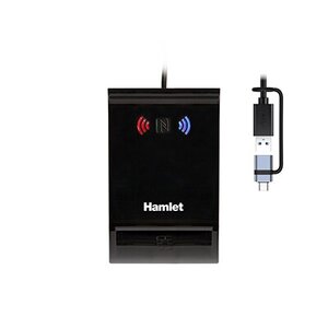Hamlet Lettore Doppia Interfaccia USB-A + USB-C di Smart Card a Contatto e Wireless NFC per Carta Identità Elettronica CIE