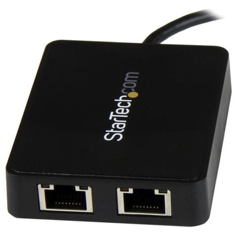 USB C DUAL GIGABIT ETHERNET ADAPTER DONGLE WITH USB PORT