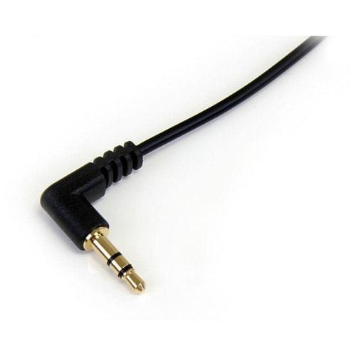 1FT M/M RIGHT ANGLE STEREO AUDIO CABLE 3.5MM TO STRAIGHT PLUG