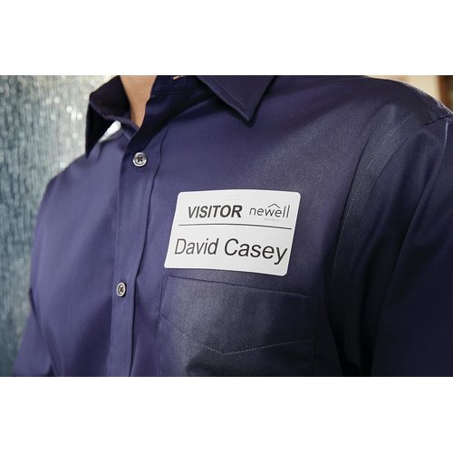 30857 WHITE NAME BADGE ADHESIVE W/CLIP HOLE 250 LABELS ON 1 ROLL
