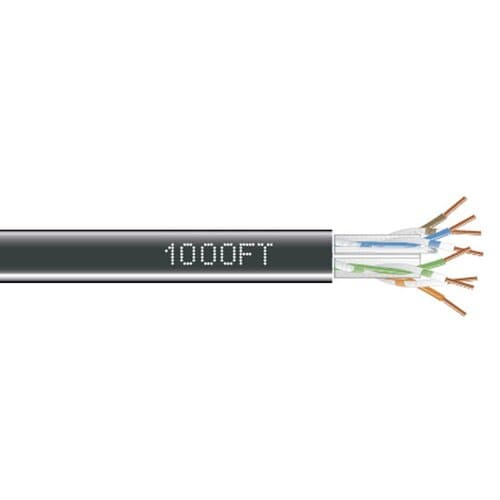 1000-FT BLACK CAT6 SOLID BULK C ABLE 550MHZ UTP CMR CM PULL BOX
