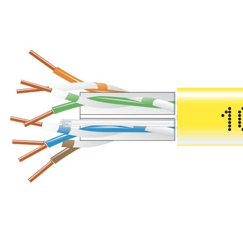 1000-FT YELLOW CAT6 SOLID BULK CABLE 550MHZ UTP CMP