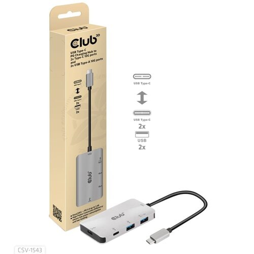 USBC PD CHARGE HUB TO 2X USBC/A 2X USB-C 10G  2X USB-A 10G